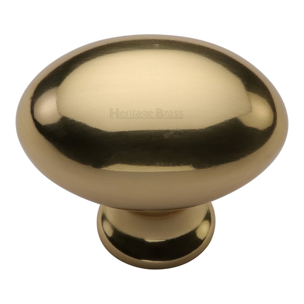 C114 32-PB • 32 x 15 x 28mm • Polished Brass • Heritage Brass Oval Cabinet Knob